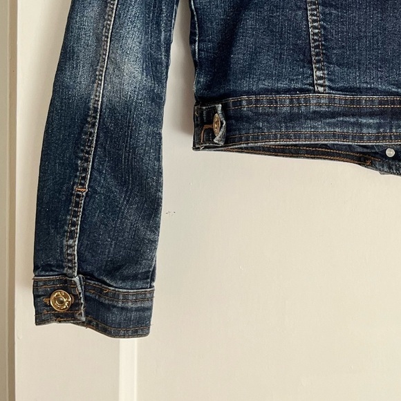 Seductions DENIM cropped Jean Jacket. Streetwear Gold decorative studs. Medium - Picture 12 of 14